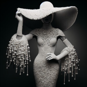 photoshoot of a  form fitting with evening gown  made of all pea...