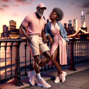 3D image of an attractive 50 year African American couple, they...
