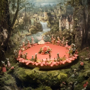 Please make a hyperrealistic vintage photo with fairy elf magica...