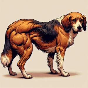 stooped dog with a bob