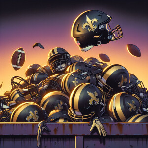 New Orleans saints helmets an jerseys in a dumpster