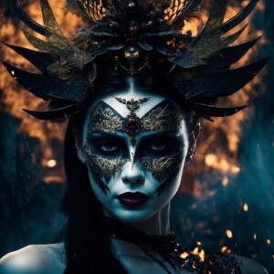 macabre gothic vampire with large black ornate cross adorned wit...