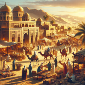 Create a sketch of an ancient civilization in the Arabian region