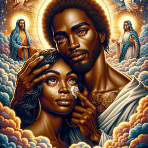 Ensure that the image distinctly represents both Jesus Christ an...