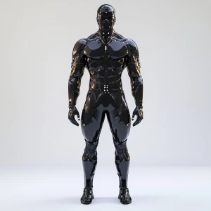 Wide angle shot of A full body standing pose of a muscular Niger...