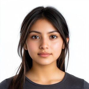 Create an image of a cute 21-year-old Mexican woman with a clean...