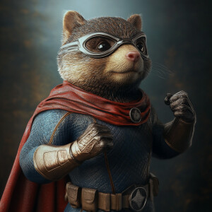 anthropomorphic animals  dressed in  fitted super-hero  costumes...