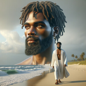 Create a 3-D realistic picture of a beautiful African-American J...