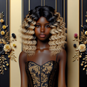 Create a vertical 3-D portrait of a light-skinned African-Americ...