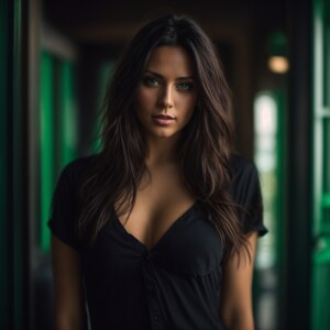 Sexy, attractive, female 28years, Old long brunette hair green e...