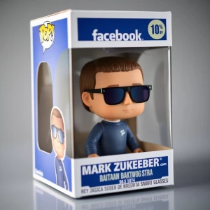 Create a Funko Pop figurine of Mark Zuckerberg, styled in the di...