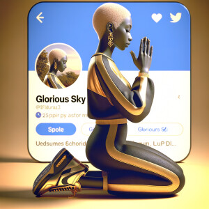Create a 3D illustration of a realistic light skinned African-Am...