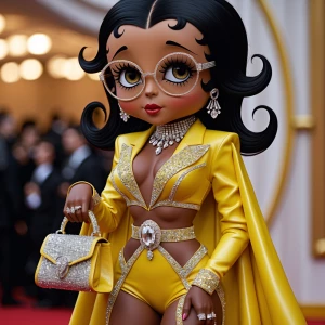 Design an image of Betty Boop reenvisioned with a dark chocolate...