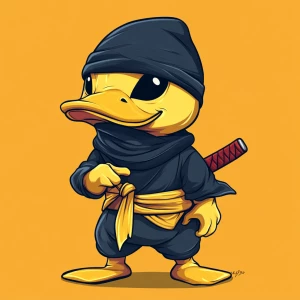 cute ninja duck in retardio style