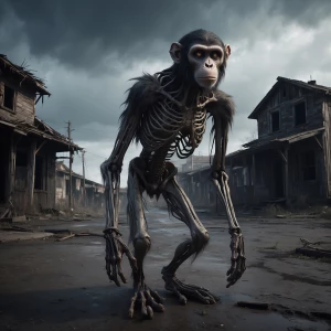 "A nightmarish humanoid monkey with a grotesque and skeletal bod...