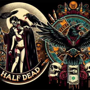 Design a bold circular and edgy logo with and the name ('HALF DE...