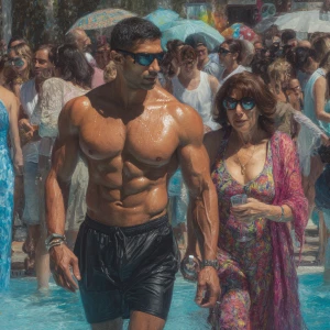 HyperRealism photo painting,a muscular beefy criminal kashmiri s...