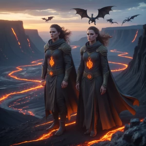 Ultra-photorealistic, cinematic wide shot of Jaelor and Laeria s...