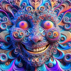 A smiling face with Swirl's, curl's, spirals and fractals using...