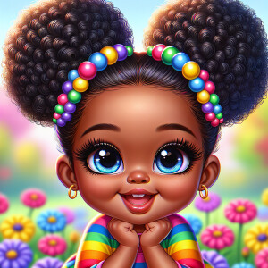 A cartoon-style digital illustration of a young African-American...