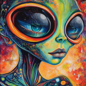Create an image of a female alien with a distinctive, otherworld...