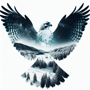 A stunning double exposure composition featuring a silhouette of...