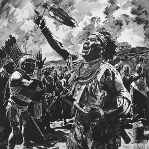 Generate an image that represents Po'Pay leading the Pueblo Revo...