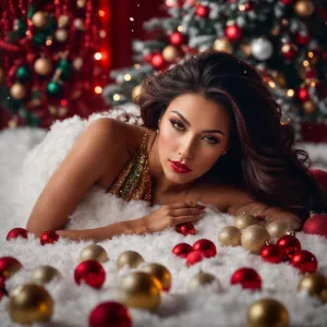 A festive and playful Christmas-themed image of Dahlia Valentina...