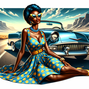 Craft an airbrushed depiction of a fashionable African American...
