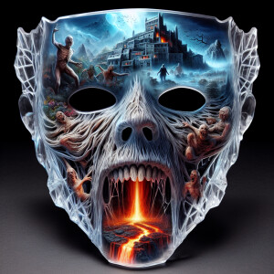 transparent crystal ghostface mask containing a horrorcore theme...