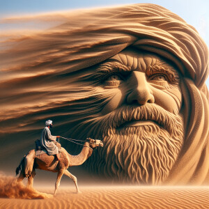 A hyperdetailed image of the wrinkled face of an Arabic Bedouin...