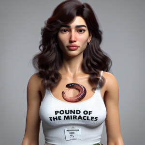 Photorealistic image of beautiful 23-year-old brunette female mo...