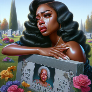 A beautiful light-skinned African-American woman with long wavy...