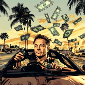 Elon Musk,throwing money at people while driving, GTA style