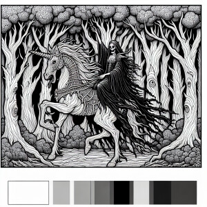 Draw a spooky forest with big trees and lots of space to color....