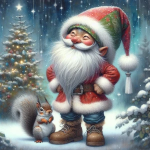 Oils, acrylics, muted watercolor effects, highly detailed. A gno...