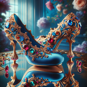 Imagine a pair of enchanting shoes, each a mirror image of the o...