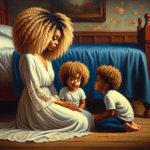 Glossy super detail oil painting dreamy version African American...