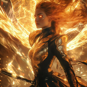 Hyperrealistic, cinematic digital art of Solara, Witch of Solar...