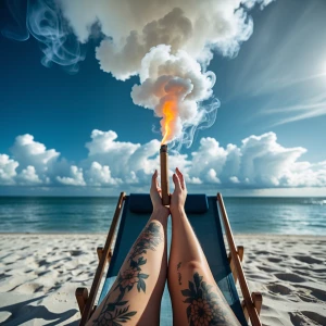 First-person perspective photograph POV view of a woman sitting...