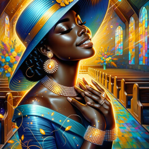 A spiritually enriching illustration portrays an African America...
