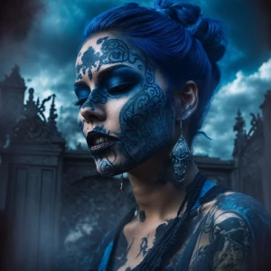 diabolical zombie with a conjuring demon effect wearing dirty to...