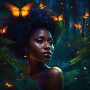 Fireflies twinkle like tiny fairies, floating around a stunning...