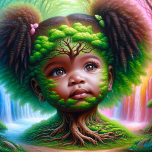 Create a hyper-realistic 3-D oil painting of a tree with a fulle...
