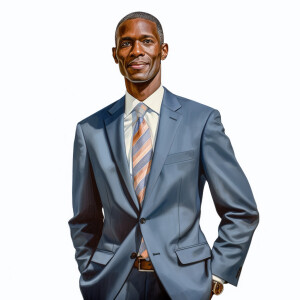 A man wearing a suit.

The Suit Color is gray 

The Tie Color is...