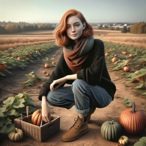 Create a photorealistic image of a woman with ginger hair and fa...