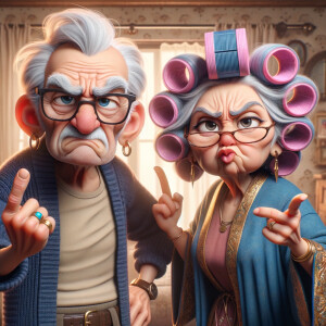 An animated image featuring an elderly couple in a moment of lig...