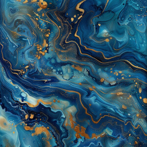 Swirling azure blue and old gold background