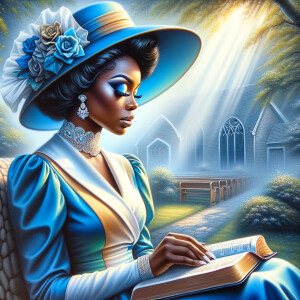 An airbrush oil painting depicts an African American woman with...