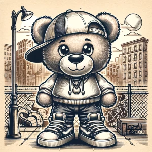 A cute urban teddy bear